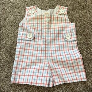 The Beaufort Bonnet Company Red and Blue Plaid Jon Jon for Boys 6 Months